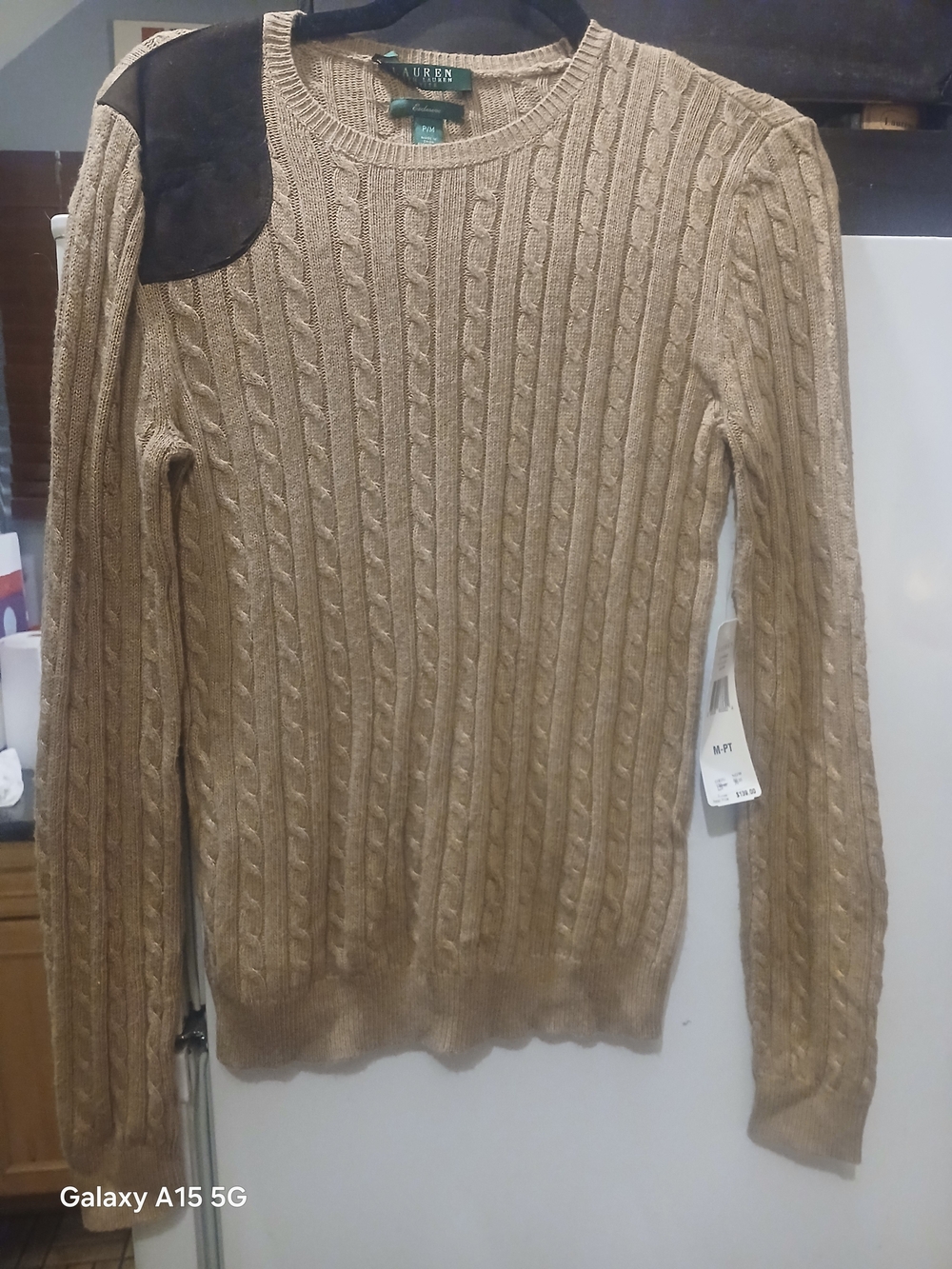 Lauren Ralph Lauren Tan Cable-Knit Crewneck Sweater Women
